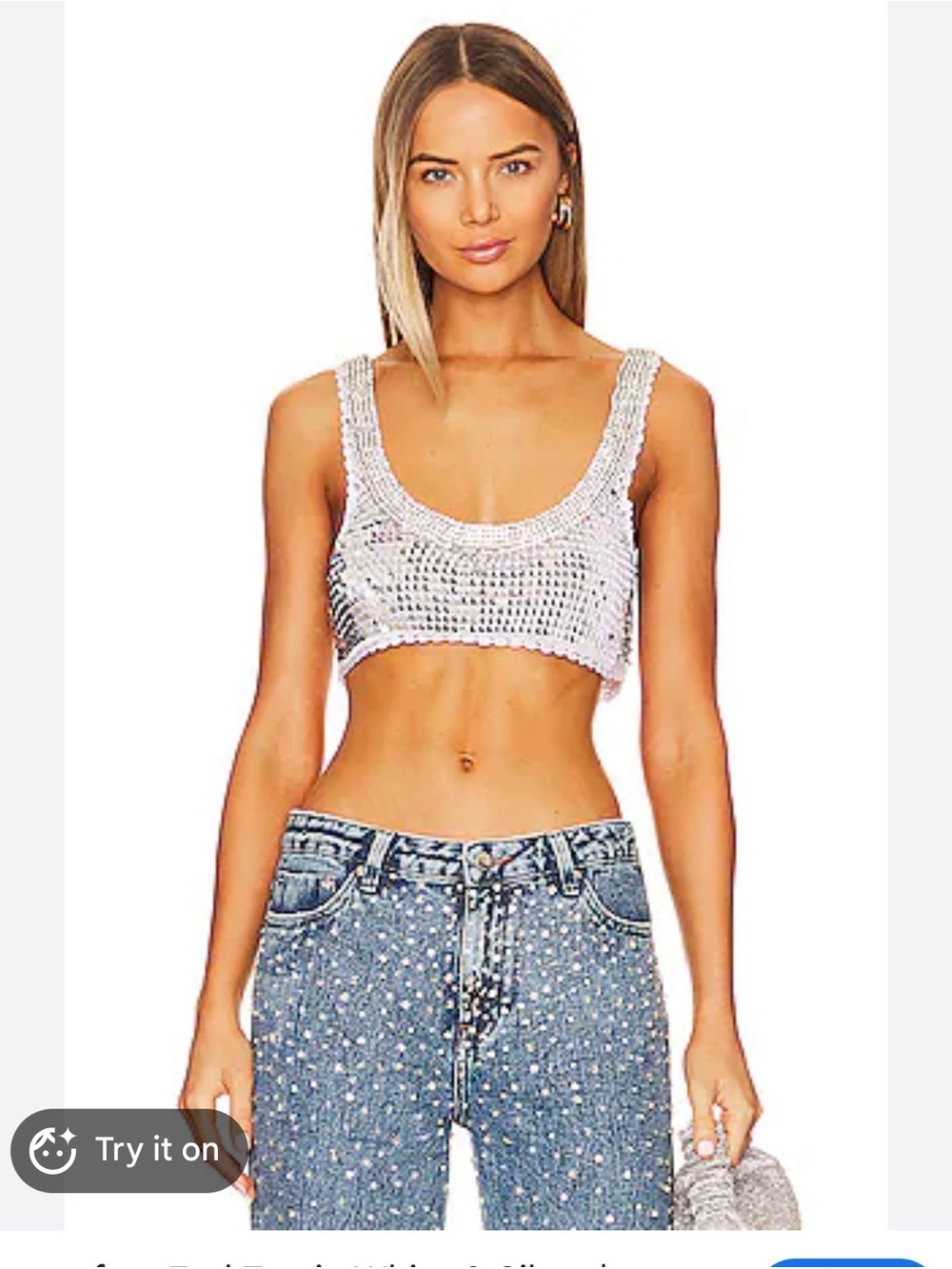 Retrofete Silver Sequin Crop Top